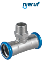raccord en T à sertir F x F DN15 - 18,0 mm mâle 1/2" pouce acier inoxydable