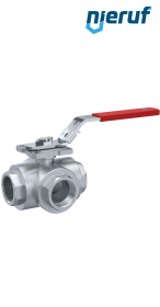 robinet à boisseau sphérique 3 voies DN20 - 3/4" pouce GK09 acier inoxydable avec lumière en L