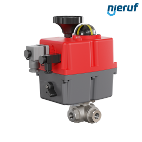 robinet à boisseau sphérique 3 voies avec actionneur électrique 24-240V DN8 - 1/4" pouce acier inoxydable à passage réduit avec lumière en T