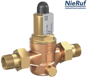 déverseur/soupape de décharge à passage droit 2" pouce mâle UV05 bronze/laiton 1,5 - 6,0 bar