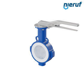 vanne papillon PFA PTFE AK09 DN100 PN10-PN16 levier à cran insertion silicone