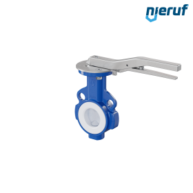 vanne papillon PFA PTFE AK09 DN50 PN10-PN16 levier à cran insertion silicone