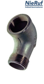 raccord coudé 1/2" pouce NPT acier inoxydable 316 avec angle à 90° femelle x mâle