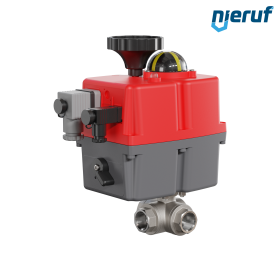 robinet à boisseau sphérique 3 voies avec actionneur électrique 24-240V DN15 - 1/2" pouce acier inoxydable à passage réduit avec lumière en T