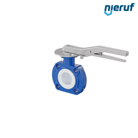 vanne papillon PFA PTFE AK09 DN40 PN10-PN16 levier à cran insertion silicone