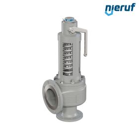 soupape de sûreté à brides DN80/DN125 SF06, bonnet du ressort ouvert PTFE, dispositif de levage avec levier