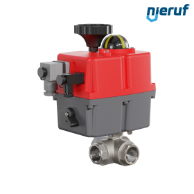 robinet à boisseau sphérique 3 voies avec actionneur électrique 24-240V DN20 - 3/4" pouce acier inoxydable à passage réduit avec lumière en L