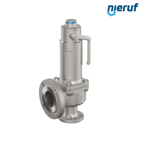 soupape de sûreté à brides ASME fluides liquides étanche au gaz ANSI 150 DN40 1 1/2" x 3" SF07, acier moulé, joint EPDM, dispositif de levage avec levier