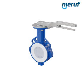 vanne papillon PFA PTFE AK09 DN80 PN10-PN16 levier à cran insertion silicone vanne papillon PFA PTFE AK09 DN80 PN10-PN16 levier à cran insertion silicone