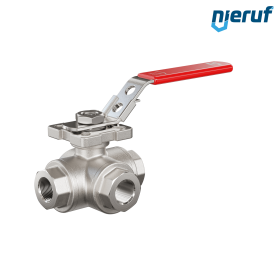 robinet à boisseau sphérique 3 voies DN10 - 3/8" pouce GK09 acier inoxydable avec lumière en T