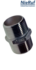 mamelon double 1/2" pouce NPT acier inoxydable 316 mâle
